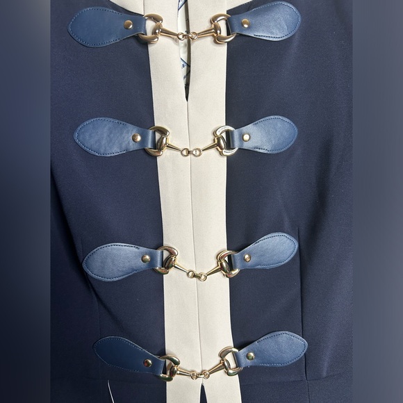 JessaKae Navy Blue Grace Sophisticated Equestrian Inspired Sheath Dress NEW XS - Picture 4 of 9